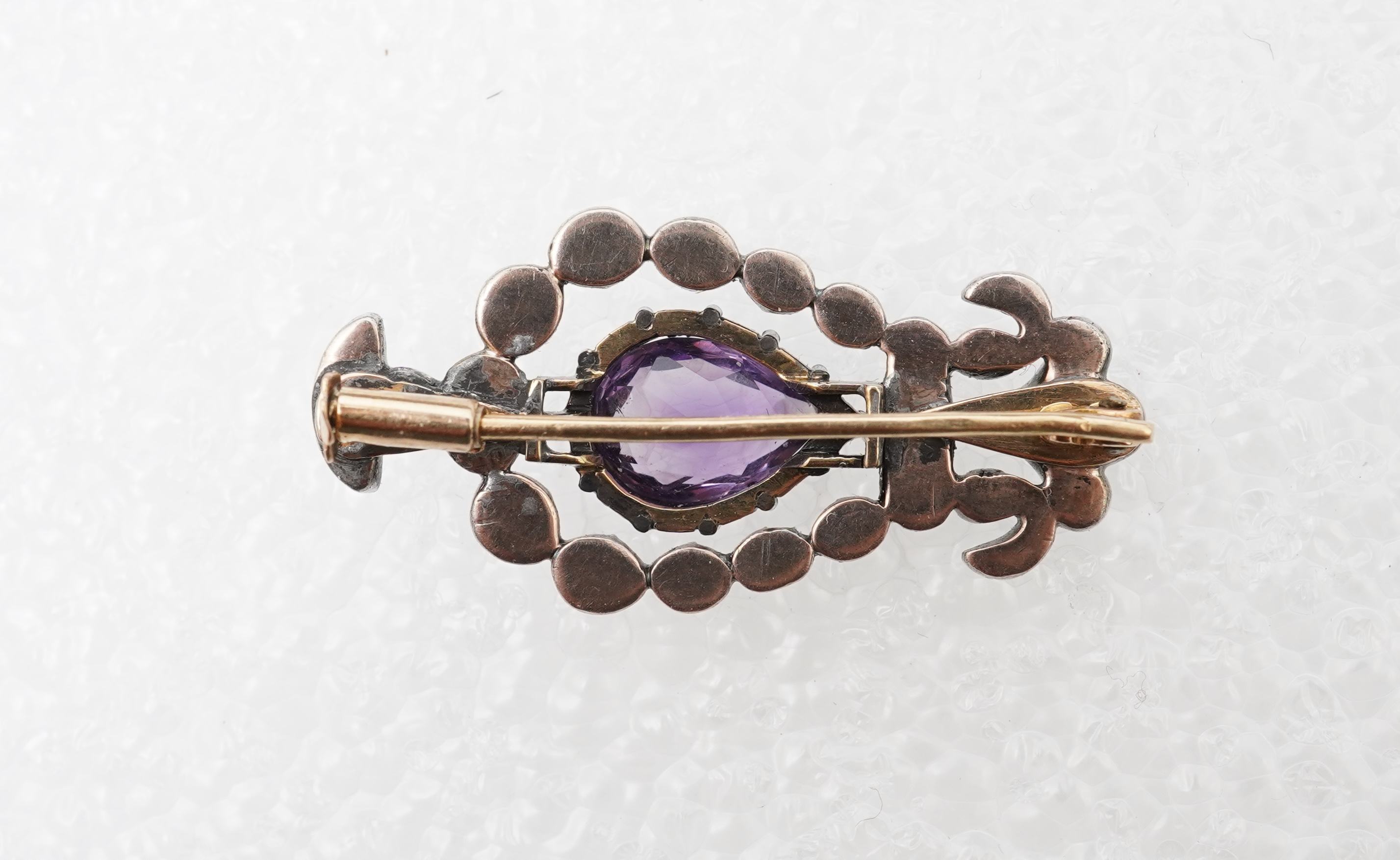 An amethyst and diamond brooch, 19th century and later